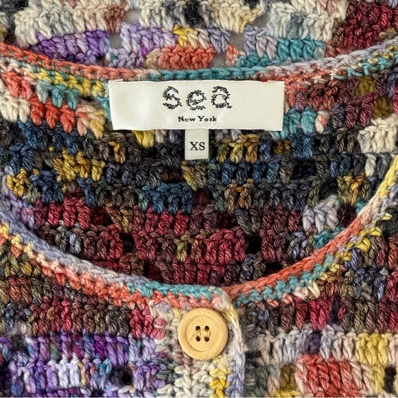 SEA New York Wool-Blend Crochet Peplum-Hem Felicity Cardigan - Picture 6 of 7